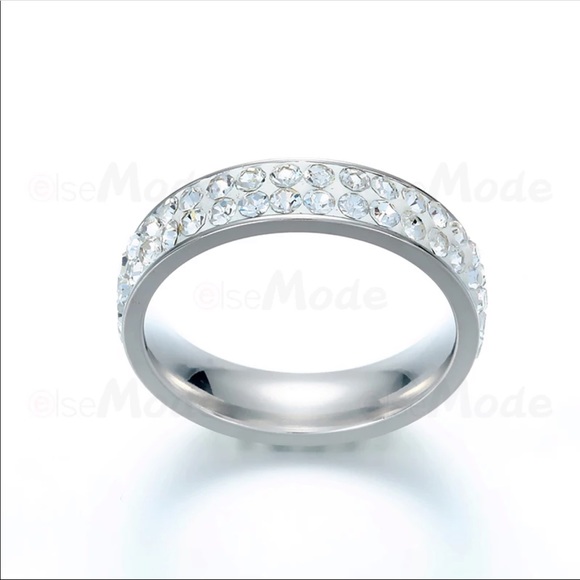 New ELSEMODE Two Row Crystal Shine Band Ring - Picture 3 of 5
